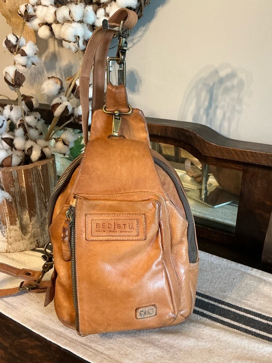 Bed Stu Handbags - Bed Stu Leather Beau Unisex Backpack Sling Bag Tan Rustic MSRP $260